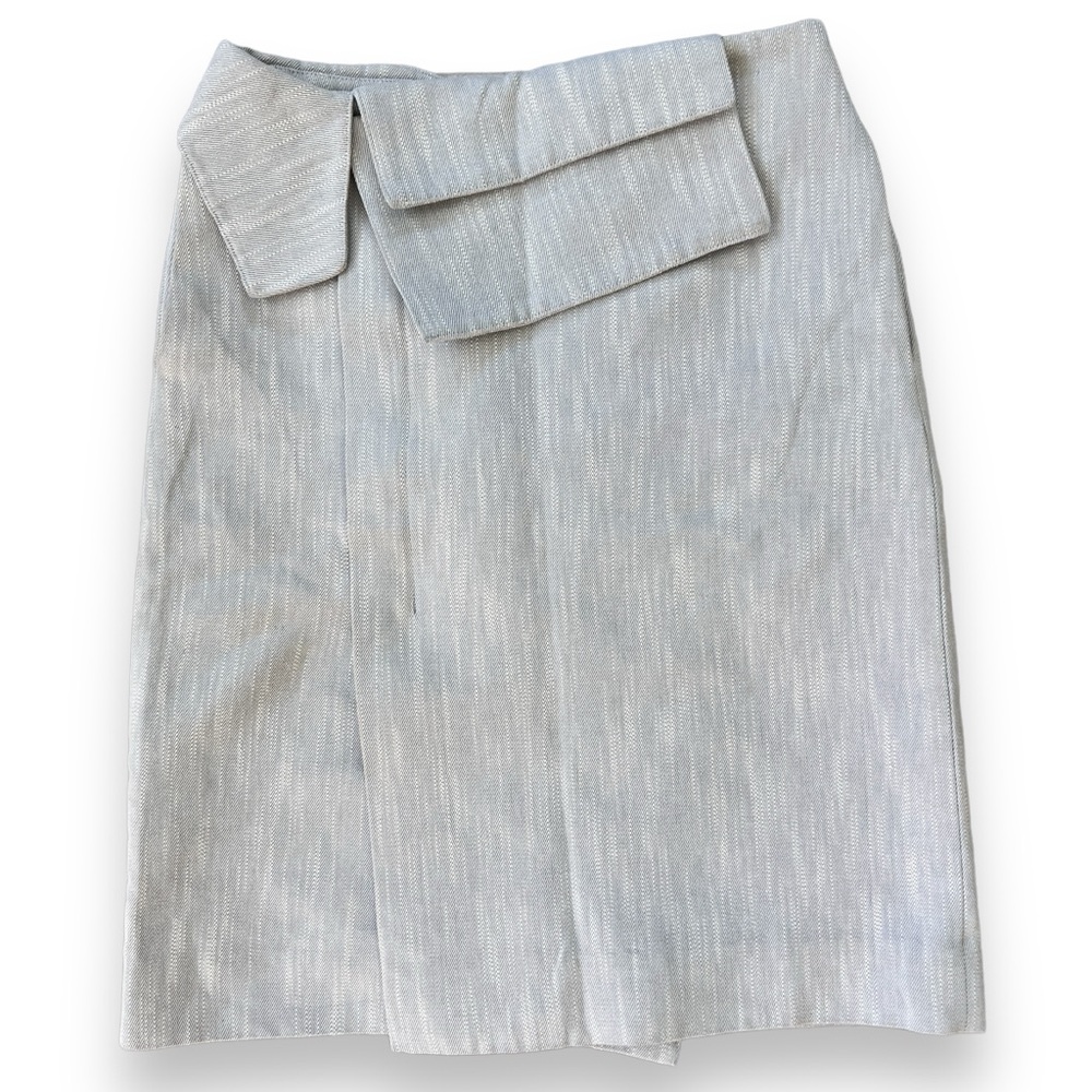 COS Knee Length Cotton Twill Gray Folded Wrap Waist Skirt